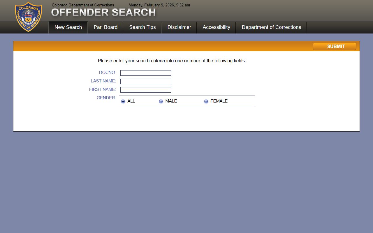 CDOC offender search database for Colorado released inmates