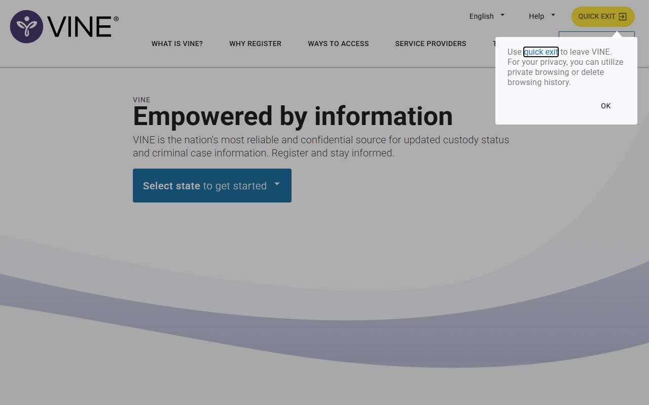 VINE victim notification database for Colorado released inmates